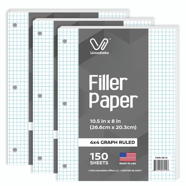 Papel cuadriculado con hojas sueltas Woodlake, 4x4, cuadriculado, 21 x 27 cm, 450 s.
