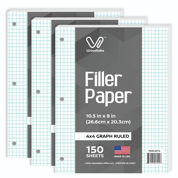Papel cuadriculado con hojas sueltas Woodlake, 4x4, cuadriculado, 21 x 27 cm, 450 s.