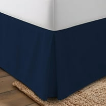 Full Bed Skirt - Soft Quadruple Pleated Ruffle - Easy Fit with 16 Inch Tailored Drop - Hotel Quality, Shrinkage and Fade Resistant (Full, Navy)