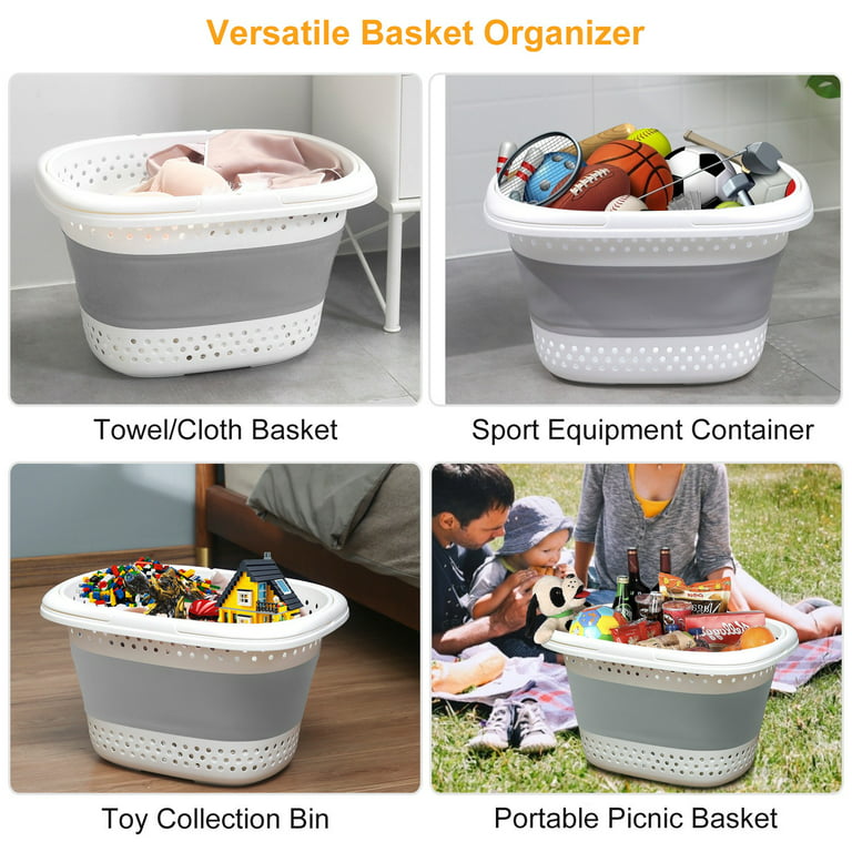 NewHome Collapsible Laundry Basket Space Saving Pop Up Cloth Bin Folding  Storage Container Organizer Hamper Basket With Comfort Handle