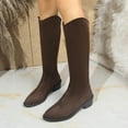 thumbnail image 4 of Viluyesy Womens Knee High Boots, Back Zipper Pointed Toe Chunky Heels Classic Suede Leather Boots Coffee US7, 4 of 9