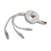 Camel Crown 3 في 1 كابل شحن سريع سلك شاحن قابل للسحب كابل بيانات Usb من النوع C، أبيض