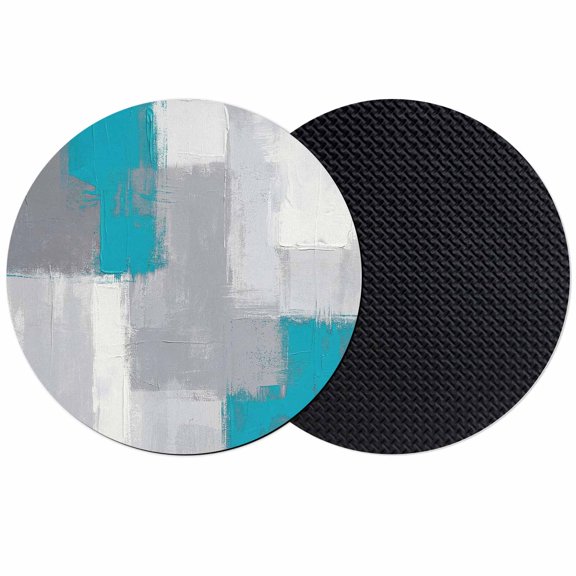 Blue Abstract Coasters Set of 2, Absorbent Coasters for Drinks, Grey Geometric Oil Painting Vintage Gradient Coaster for Desk Coffee Table Protection, Home Decor House Warming Gifts 4"