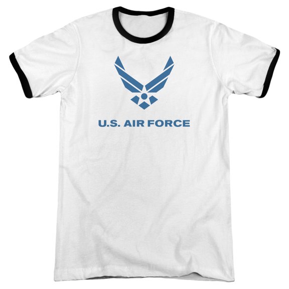 Air Force Distressed Logo Adult Ringer White Black