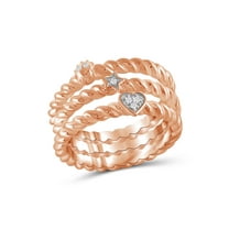 JewelersClub Stackable Diamond Rings for Women – Accent White Diamond Ring Jewelry– Rose Gold Over Silver Stackable Bands for Women –– Stackable Ring Set by JewelersClub