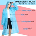 thumbnail image 4 of Raincoat Waterproof Rain Coat Poncho Long Rain Jackets Lightweight with Drawstring Hood for Men Women (Blue 1 Pack), 4 of 5