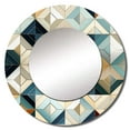thumbnail image 2 of Designart "Time-Worn Charm In Beige Vintage Tiles" Geometric Teal Large Round Mirror - Round Bedroom Mirror Wall Decor - Modern Round Printed Mirror - 36" x 36", 2 of 6