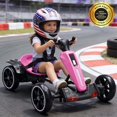thumbnail image 2 of iRerts 12V Ride on Toys, Powered Electric Go Kart with Music, LED Light, Horn, Forward/Backward, Pedal Go Kart Kids Electric Car for Kids Boys Girls Ages 3-6, Magenta, 2 of 10