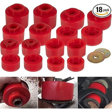 Red 6-116 Body Mount Bushing Kit Fits for Ford Explorer Sport Trac 2001-2005 2WD 4WD Polyurethane Body Mount Kit (18 Pcs)