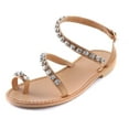 thumbnail image 3 of Shoe'N Tale Bling Rhinestone Pearl Flat Woman Bohemia sandals Toe Ring Dress Shoes, 3 of 5