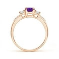 thumbnail image 2 of ANGARA Natural Classic Oval Amethyst and Diamond Three Stone Ring in 14K Rose Gold for Women (Size-7x5mm) | February Birthstone, Birthday, Anniversary, Jewelry Gift for Women | Natural Amethyst Ring, 2 of 9