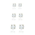 thumbnail image 4 of AVORA 3-pair 10K Yellow Gold Round Simulated Diamond CZ Stud Earrings Set, (3mm,4mm & 5mm), 4 of 4