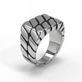 thumbnail image 3 of PAMTIER Men's Stainless Steel Retro Personality Punk Cool 14MM Twist Chain Stripe Pattern Biker Ring Hip Hop Statement Band Silver Size 13, 3 of 5