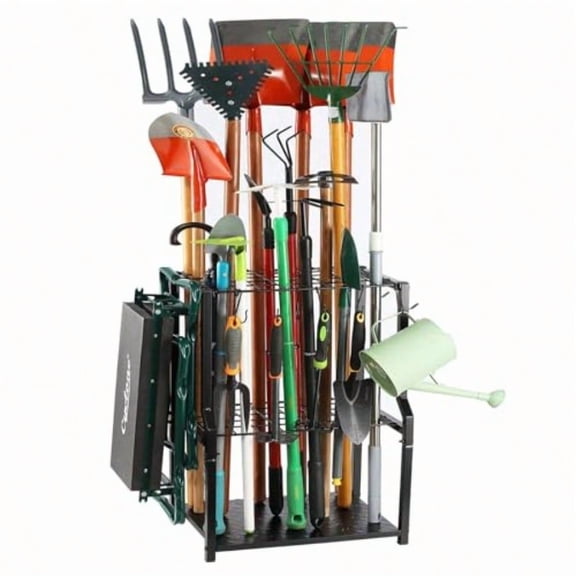 Garden Tool OrganizerYard Tool Rack Heavy Duty Free Standing For Garage Corner Garage Organization Garage Organizers And Storage Garden Tool Holder For Lawn Shed Outdoor Metal