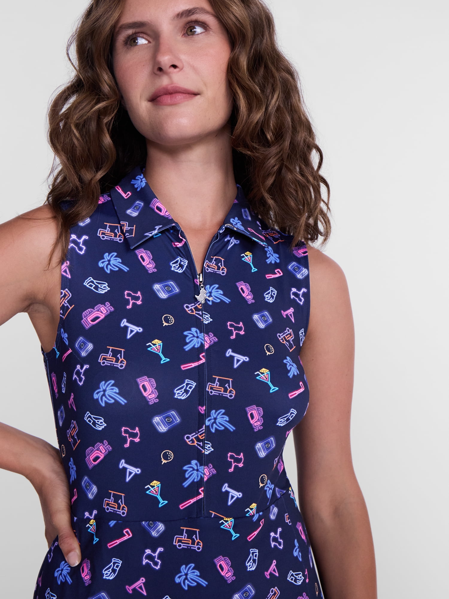 Birdie Bound Women's Sleeveless Golf Polo Dress with Shorts Liner, Sizes XS-XXXL