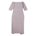 thumbnail image 7 of Women Dress Solid Color Long Sleeve Off Shoulder Slim-Fit Over-Knee High Split Dress, 7 of 7