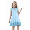 thumbnail image 3 of Aridak Girls Nightgowns Cute Princess Sleepwear Flutter Sleeve Pajamas Nightie Dress Blue 5-12 Years, 3 of 7