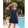 thumbnail image 2 of Zeagoo Womens Midi Casual Summer T Shirt Dresses Short Sleeve Button Down Dress With Pockets, 2 of 6