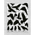 thumbnail image 1 of Black Crow Tapestry, Artistic Design Illustration with Bird and Feather Silhouettes, Wall Hanging for Bedroom Living Room Dorm Decor, 60W X 80L Inches, Black Pale Grey and White, by Ambesonne, 1 of 2
