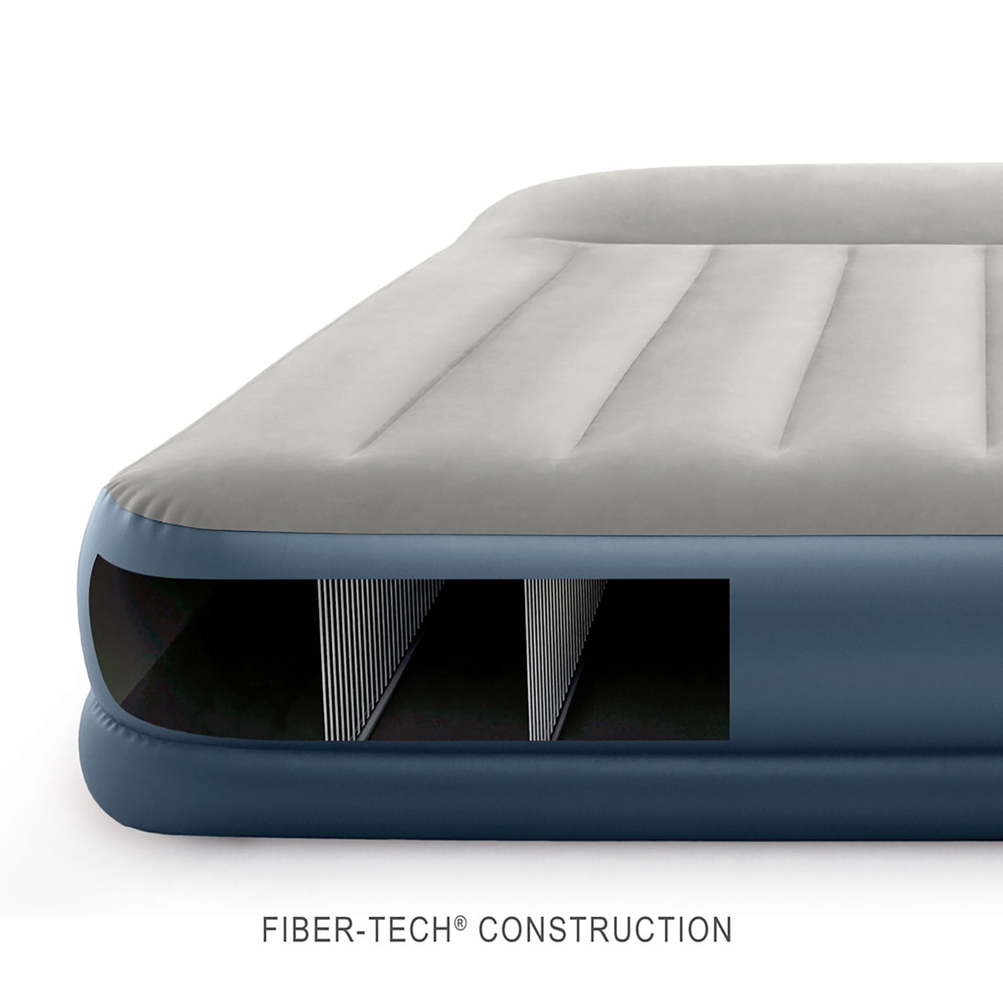Intex: Pillow Rest Airbed - Queen - 12" Inflatable Air Mattress, Built-In Pump & Pillow, Mid-Rise, Fiber-Tech, Velvety Surface, 600lb Cap, 64117ED