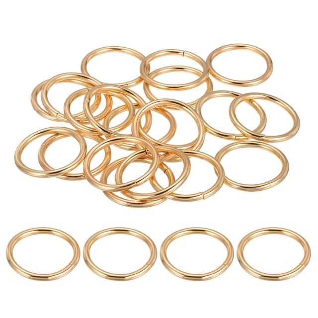 Uxcell 24 Pcs Anillos de Metal 1" x 0.12" Anillo O Abrazadera de Apertura No Soldada Dorado