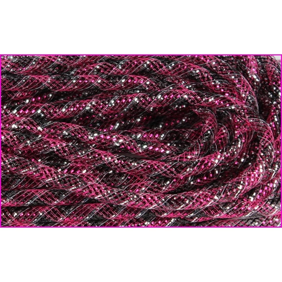 Black, Silver and Fuchsia Metallic Foil Flex Tubing, 8mm x 30 Yards