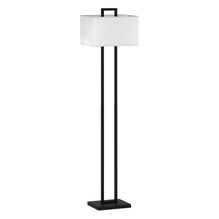 Evelyn&Zoe Adair 68" Tall Floor Lamp with Fabric Shade, Blackened Bronze/White