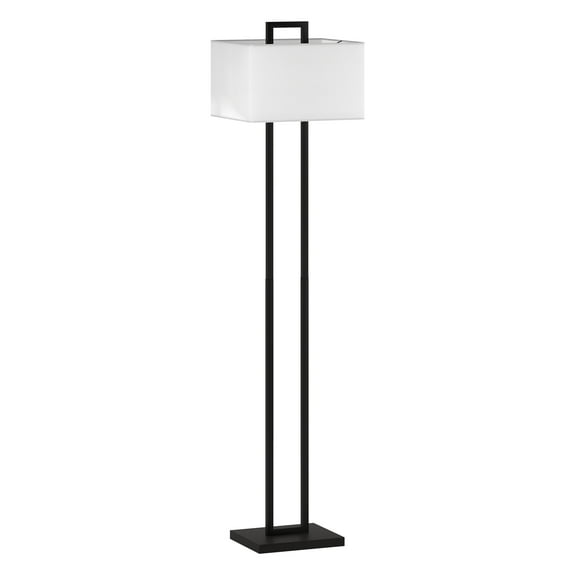 Evelyn&Zoe Adair 68" Tall Floor Lamp with Fabric Shade, Blackened Bronze/White