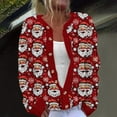 thumbnail image 3 of Tnhcen Women's Christmas Jacquard Cardigan Boho Embroidery Sweater Acrylic Knitwear Open Front Loose Fit Plus Size S-5XL Christmas Tree Pattern Button Up, 3 of 3