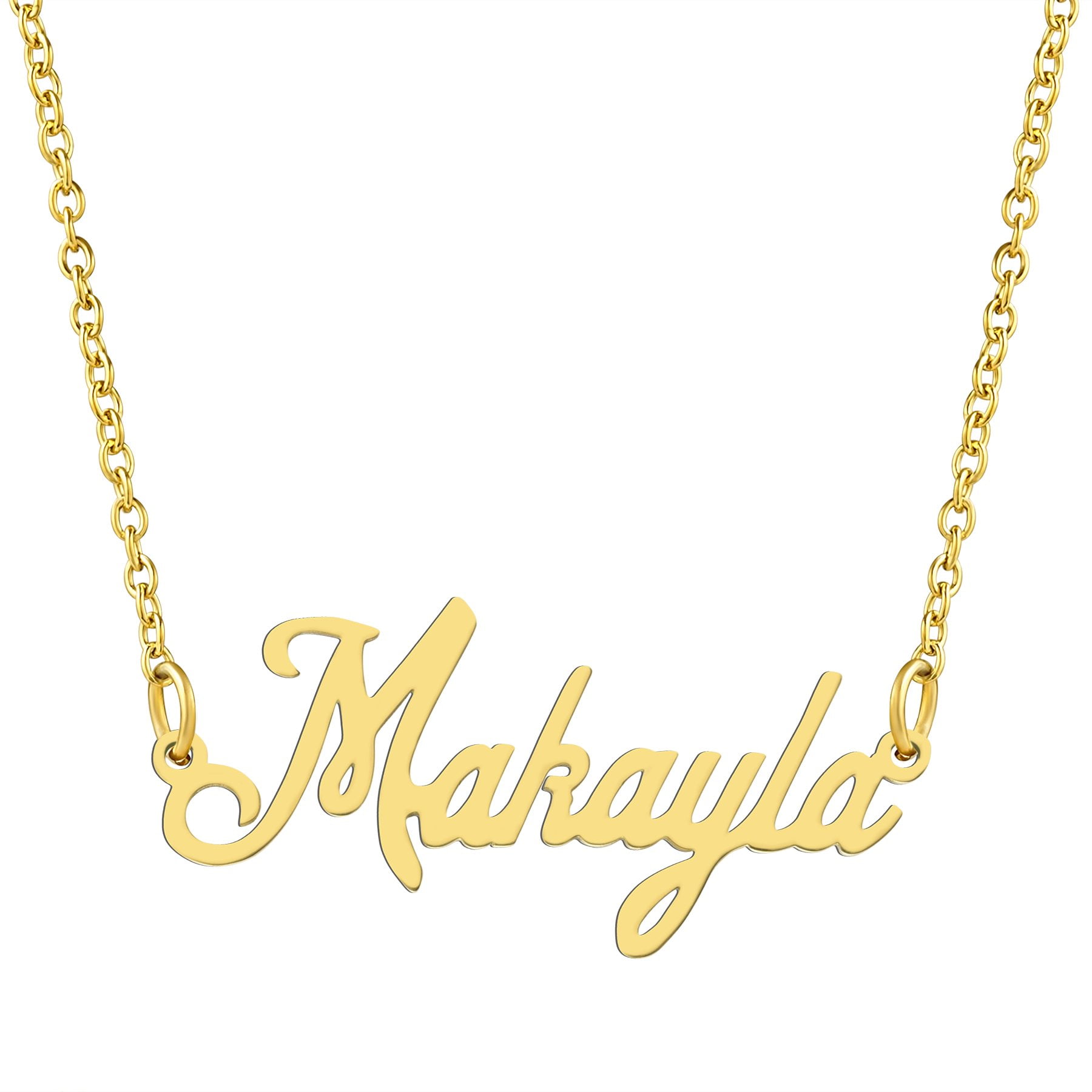 Kisper 18k Gold Plated Stainless Steel Personalized Name Pendant Necklace