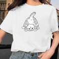 thumbnail image 1 of Pntutb Mujer Lindo Gato Estampado Manga Corta Cuello Redondo Cobertura Casual Whitet Shirt top Pntutb Pntutb-6847, 1 of 5