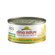 (24 Pack) Almo Nature HQS Natural Salmon and Chicken in broth Grain Free Wet Cat Food, 2.47 oz. Cans