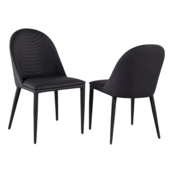 Envik Side Dining Chair Set of 2-Black Metal-Faux Leather-Foam Cushions