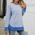 thumbnail image 2 of SHE IS Striped Sweatshirt Women Plus Size Womens Oversized Sweatshirt Crewneck Tunic Sweatshirts for Women Striped Long Sleeve Tops for Women Plus Size Dressy My Orders Placed, 2 of 6