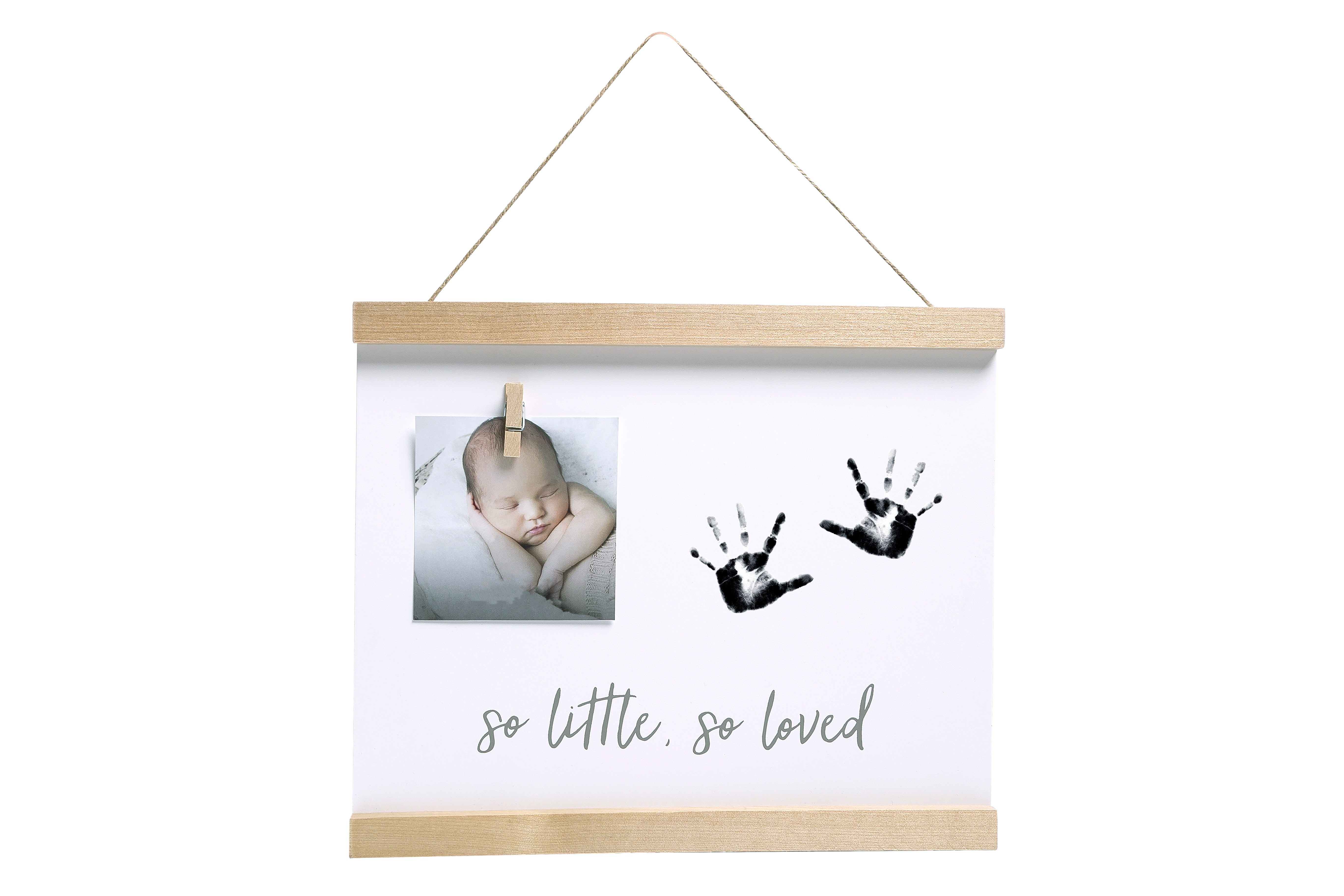 Baby Handprint and Footprint Kit Baby Nursery Decor Accessory Wall PhotoFrame and Commemorate Kit Wooden Baby Keepsake Frame 