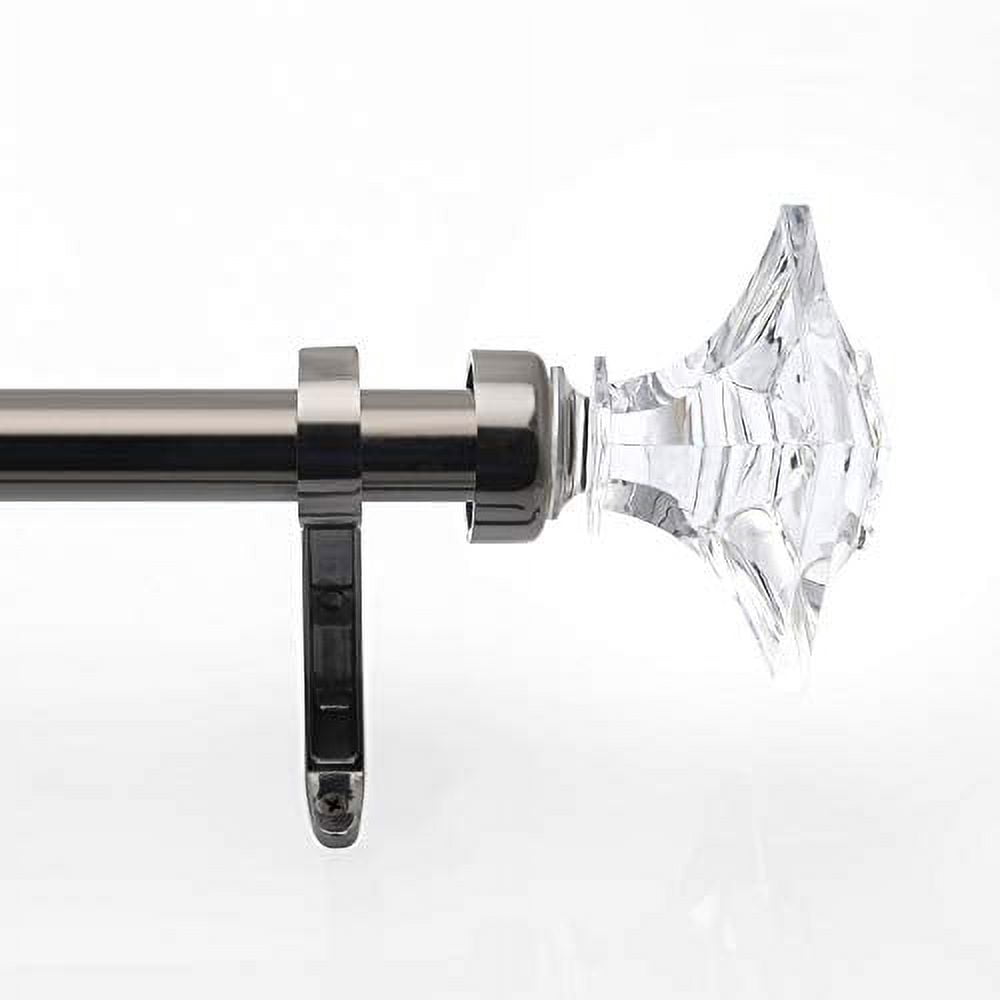 Deco Window 72 to 144 Inches Adjustable Curtain Rod for Windows with Arcyclic square Finials & Bracket Set (1'' Diameter, Nickel)
