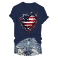 thumbnail image 4 of TOWED22 American Flag Patriotic T-Shirt Women 4th of July Gift Shirt USA Flag Stars Stripes Graphic Short Sleeve Casual Tops(Navy,S), 4 of 6