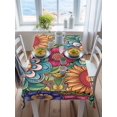 thumbnail image 3 of Boho Teal Flower Rectangle Tablecloth, Spring Bohemia Chic Red Yellow Floral Waterproof & StainResistant Tablecloth, Washable Oil-proof Table Cover for Dining/Party/Wedding/Camping/Buffet 60x102 In, 3 of 9