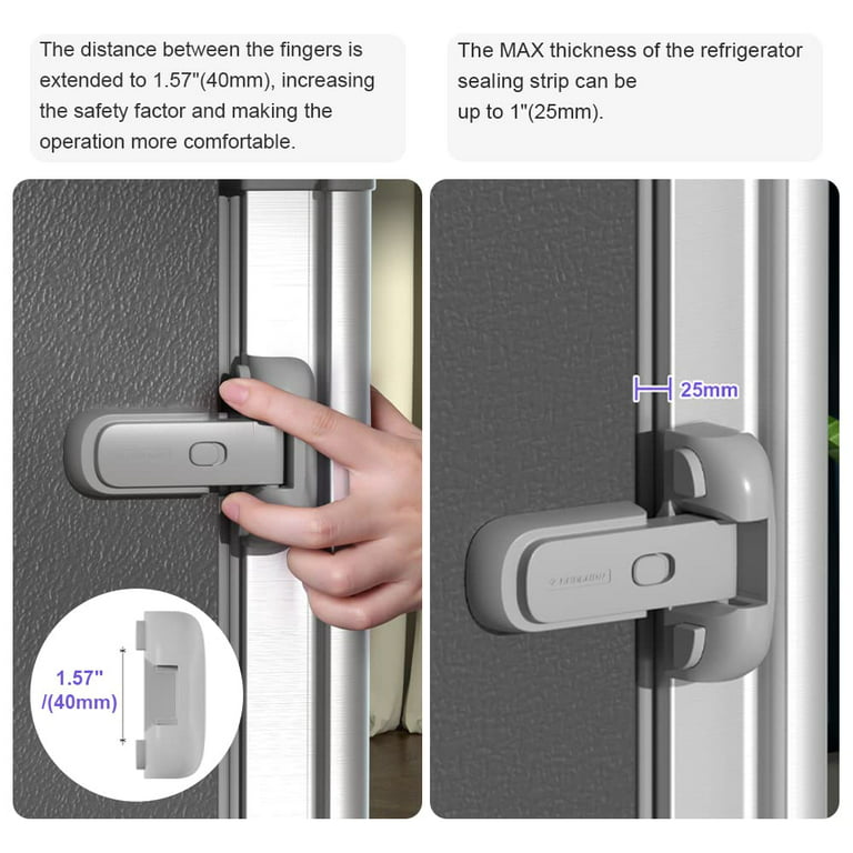 Freezer Door Lock for Kids - Refrigerator Fridge Door Lock，Child Proof  Fridge Freezer Door Lock Apply to Max 1(25mm) Sealing Strip for Toddlers  and