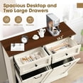 thumbnail image 3 of Magic Union Tilt Out Laundry Hamper Cabinets, 22 Gallon Double Hidden Laundry Hampers, Wooden Trash Can Cabinet W/2 Drawers, Farmhouse Garbage Can for Bathroom, Living Room, Kitchen, 3 of 8