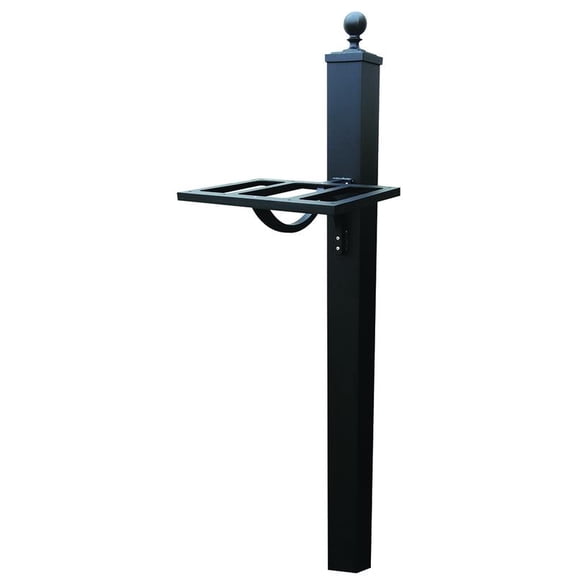 Special Lite Products Springfield Decorative Mailbox Post for Curbside Mailbox with Double Mounting Plate in Black Finish