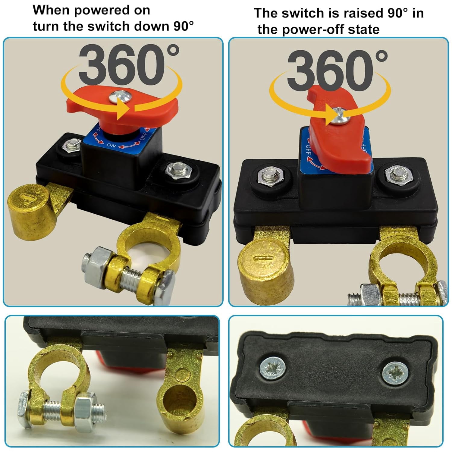 Car Battery Power Cut-Off Switch Breaker, Pure Copper Stable Transmission High Conductivity Disconnect Switch Smart Battery Disconnect for Car Truck Boat Rv Supplies