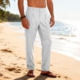 thumbnail image 2 of AnuYalue Casual Pants for Men Linen Elastic Waist Straight Leg Pant Lightweight Loose Fit Summer Beach Yoga Trousers, 2 of 9