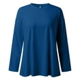 thumbnail image 4 of YEJIMAN Blue Womens Tshirts Cotton, cotton Shirt Women, Women's Plus Size Top Long Sleeve Crew Neck Loose T Shirt, 4 of 4