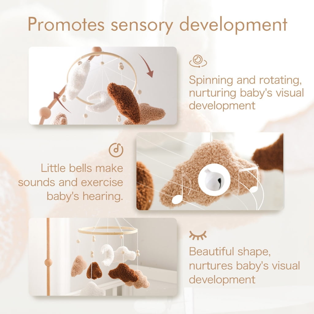 Sinyiin Musical Baby Crib Mobile With Cloud Moon Design Stimulating Senses Through Color Sounds For Early Development