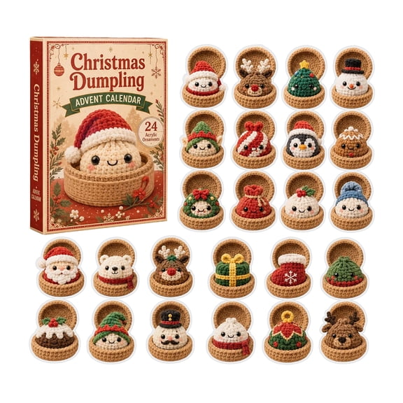 2026 Christmas Dumpling Advent Calendar, 24 Days Xmas Countdown Calendar Cute Crochet Style Christmas Dumpling Acrylic Ornaments, Collectible Surprise Gift Box Stocking Stuffer