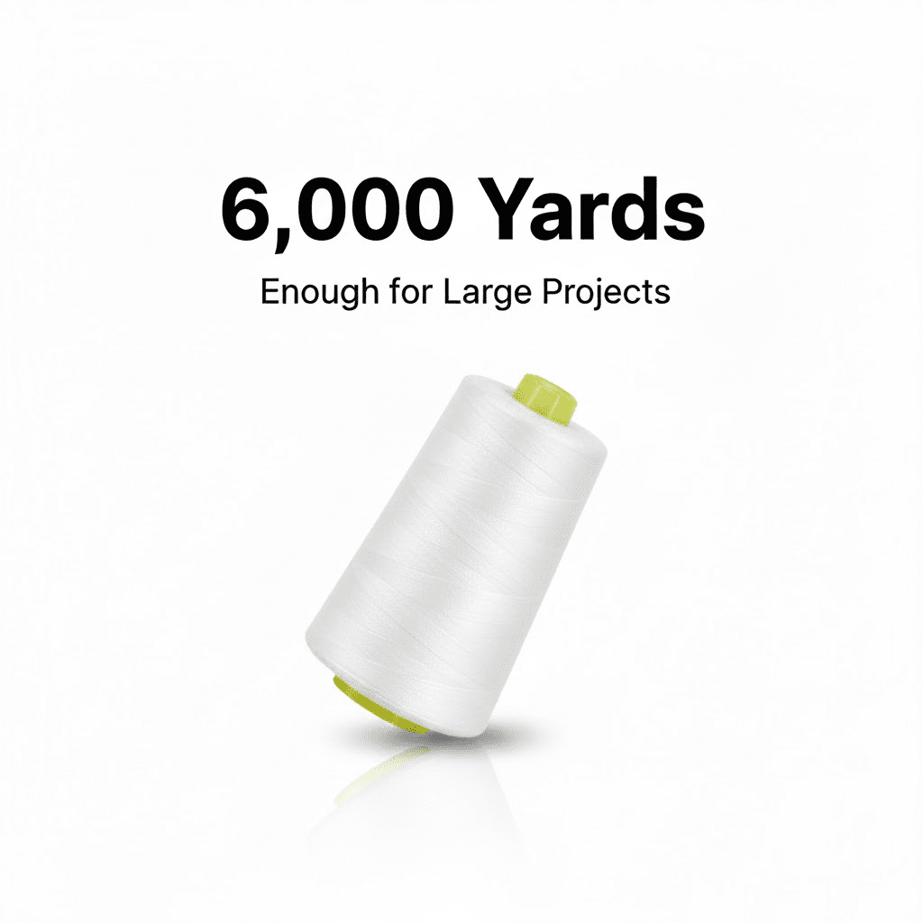 Sedona Designz 6000 Yard Spool White Sewing Thread 100 Percent Polyester All Purpose Overlock Cone