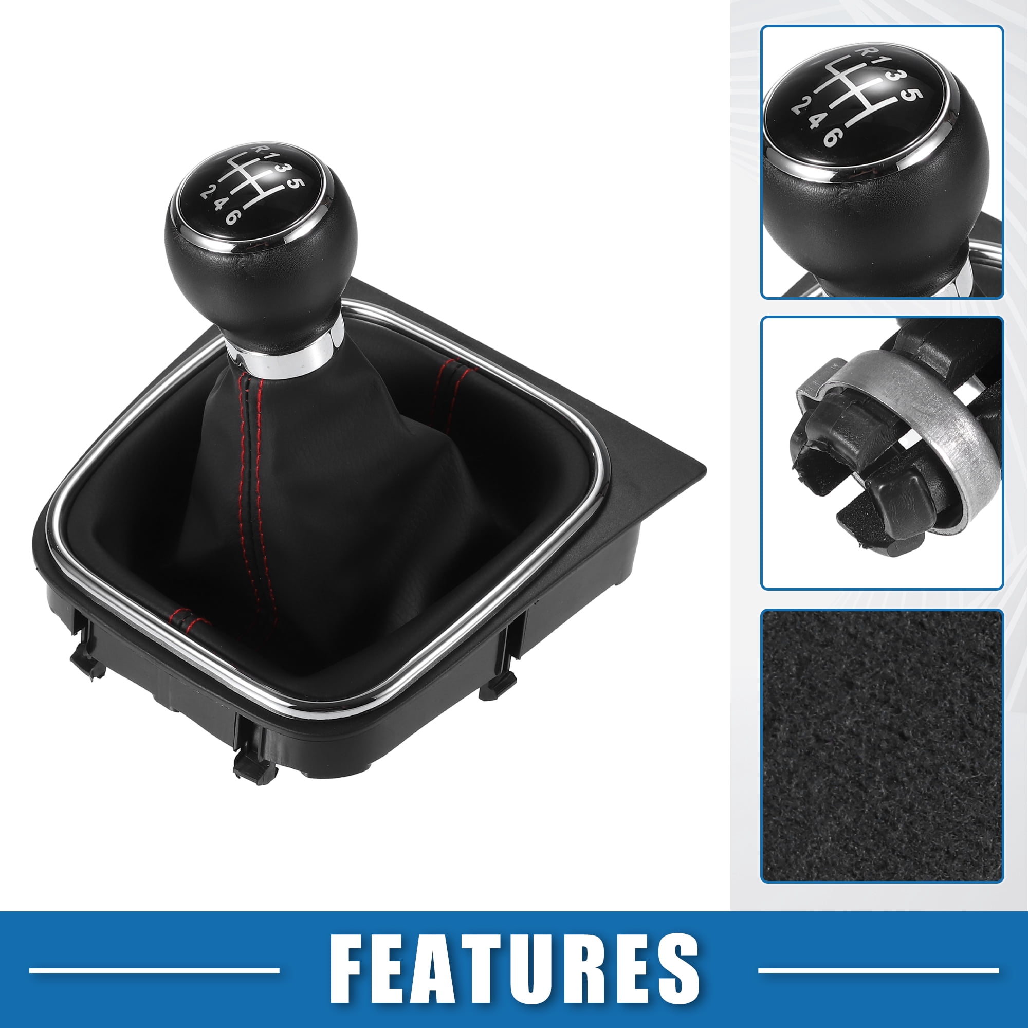 Unique Bargains Gear Shift Knob with Gaiter Boot for Volkswagen Golf MK5 MK6 6 Speed