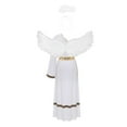 thumbnail image 5 of iiniim Womens Angel One Shoulder Tunic Dress with Feather Wings Angel Headwear for Halloween White L, 5 of 7