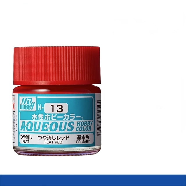 Mr. Hobby Aqueous H13 Flat Red Acrylic Paint 10ml for Scale Models & Miniatures